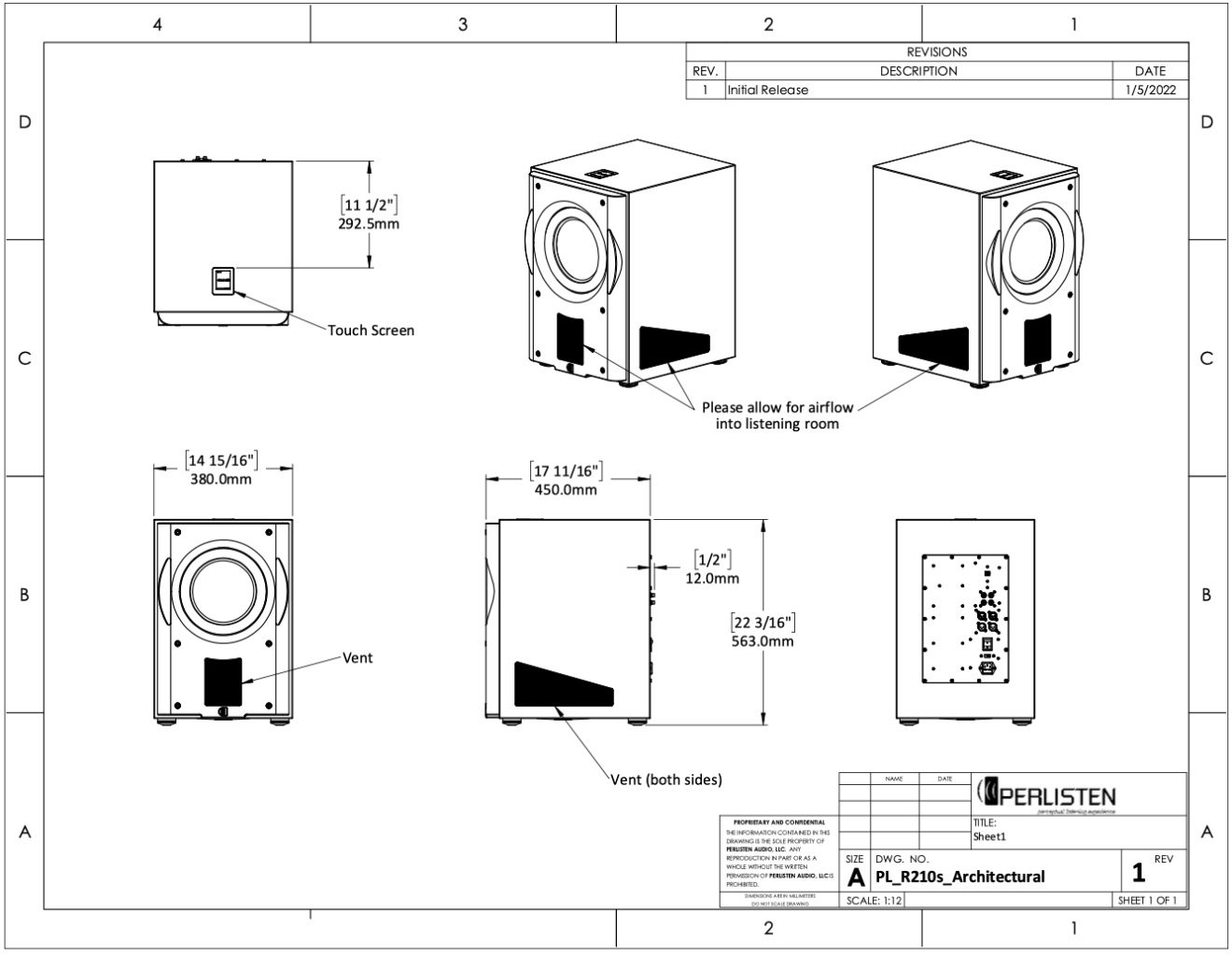 Perlisten R210s Subwoofer with Dual 10” Drivers