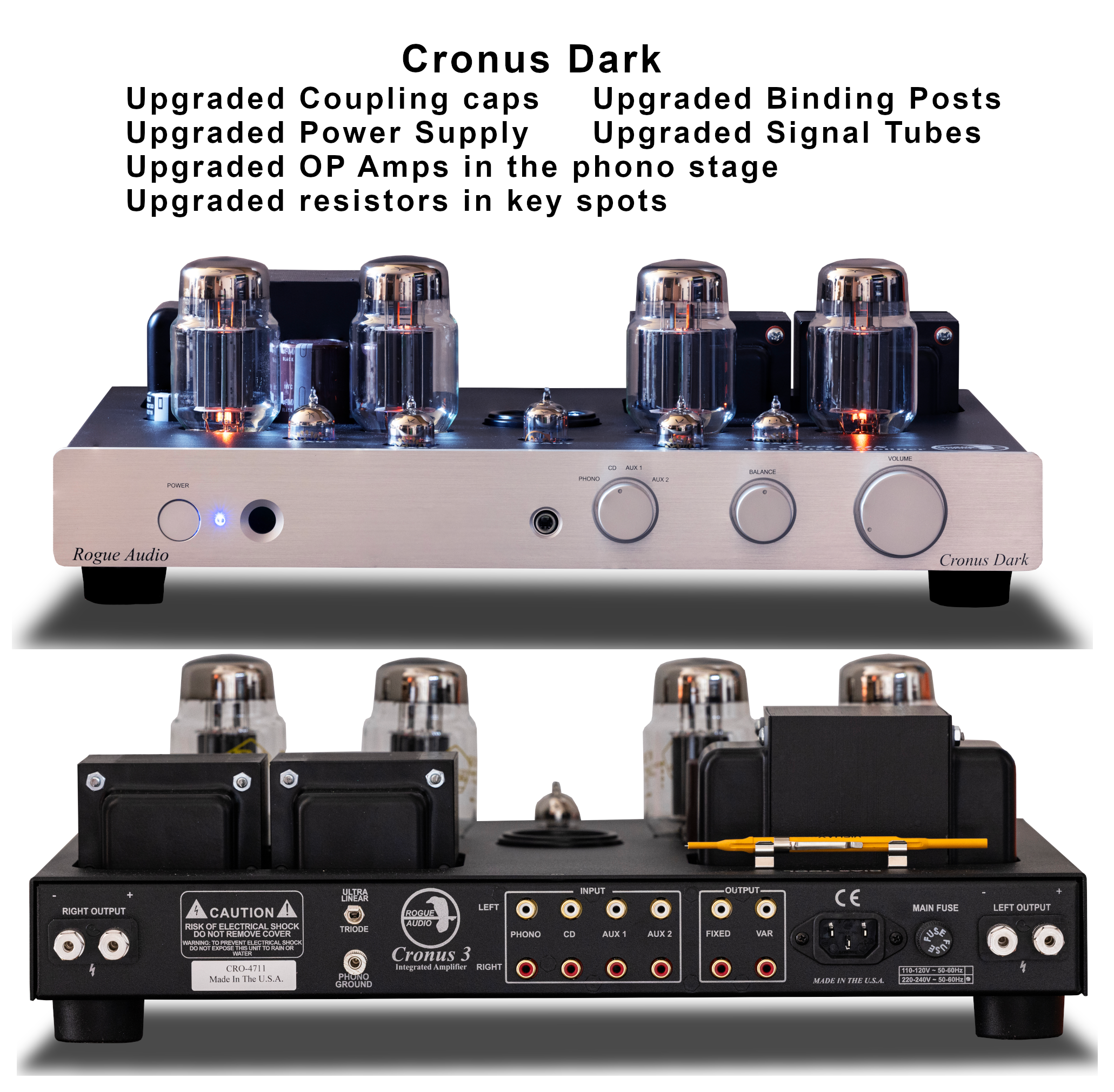 Rogue Cronus Magnum Dark Full Tube Integrated Amplifier, Silver